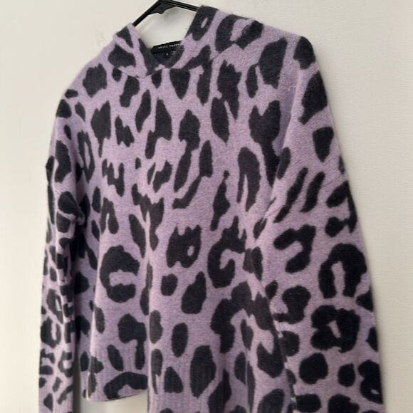 Skull Cashmere Carson Leopard Print Skull Back Hoodie Sweater Purple Black Sz.S - Picture 4 of 11